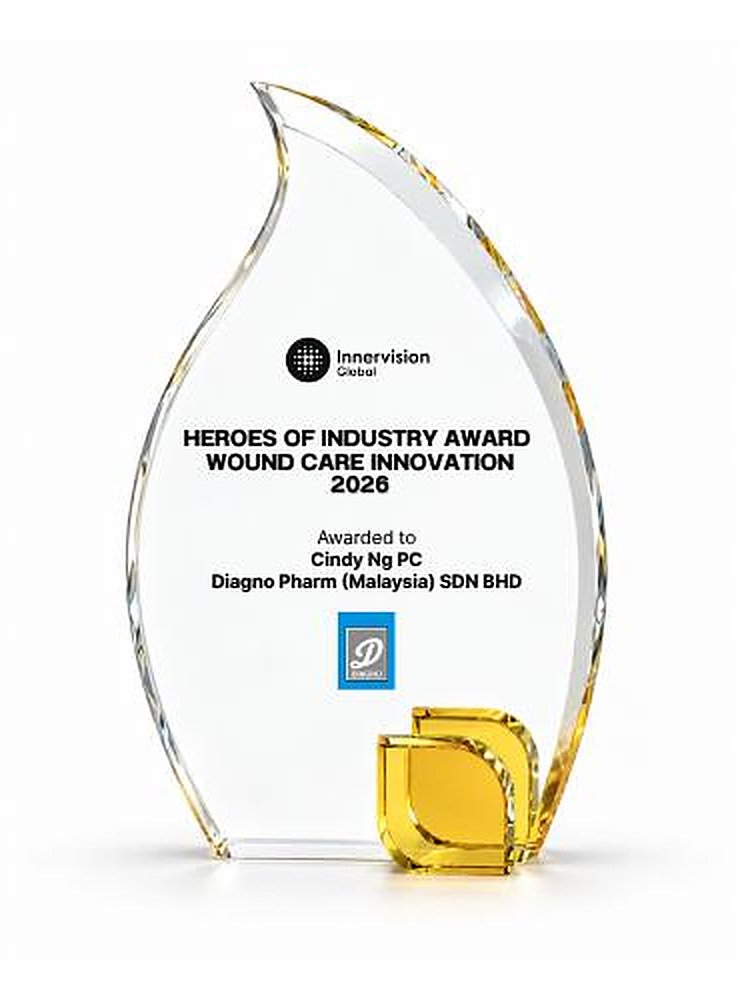 Heroes of Industry Award 2026 — crystal flame trophy